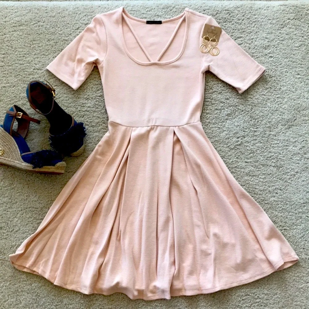 Peach/Blush Color Skater Dress - Picture 1 of 8